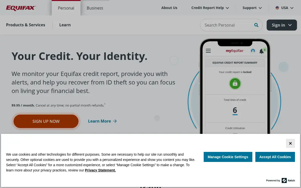 www.equifax.com screenshot