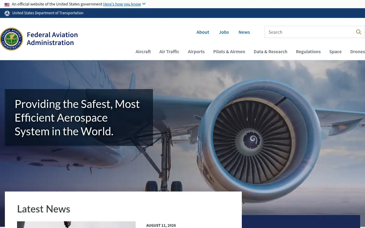 www.faa.gov screenshot