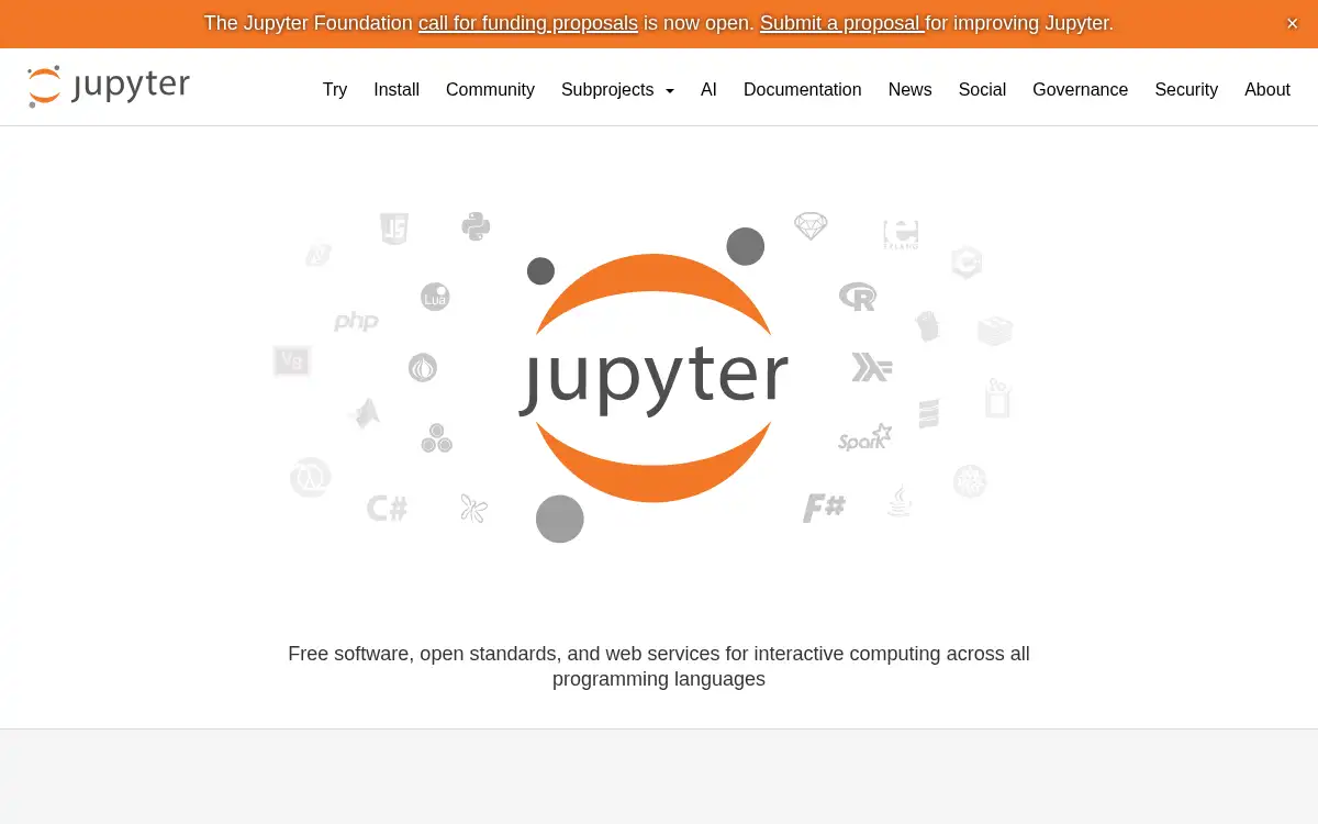 www.jupyter.org screenshot