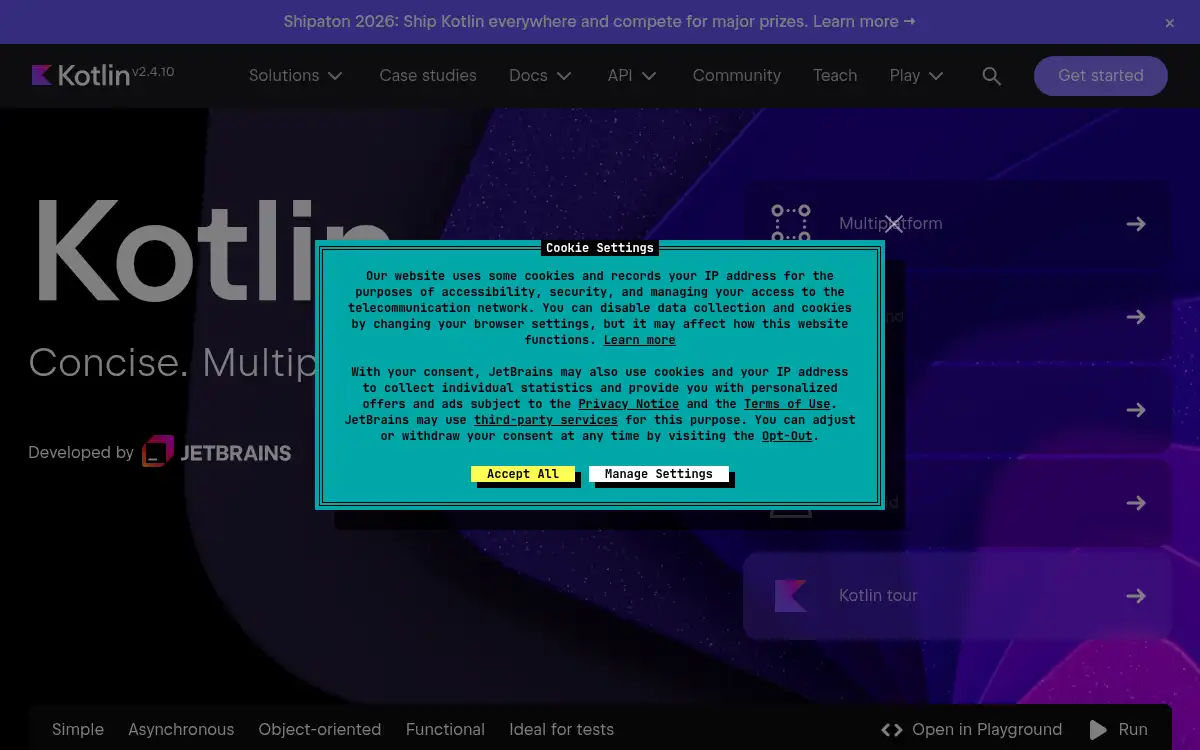 www.kotlinlang.org screenshot