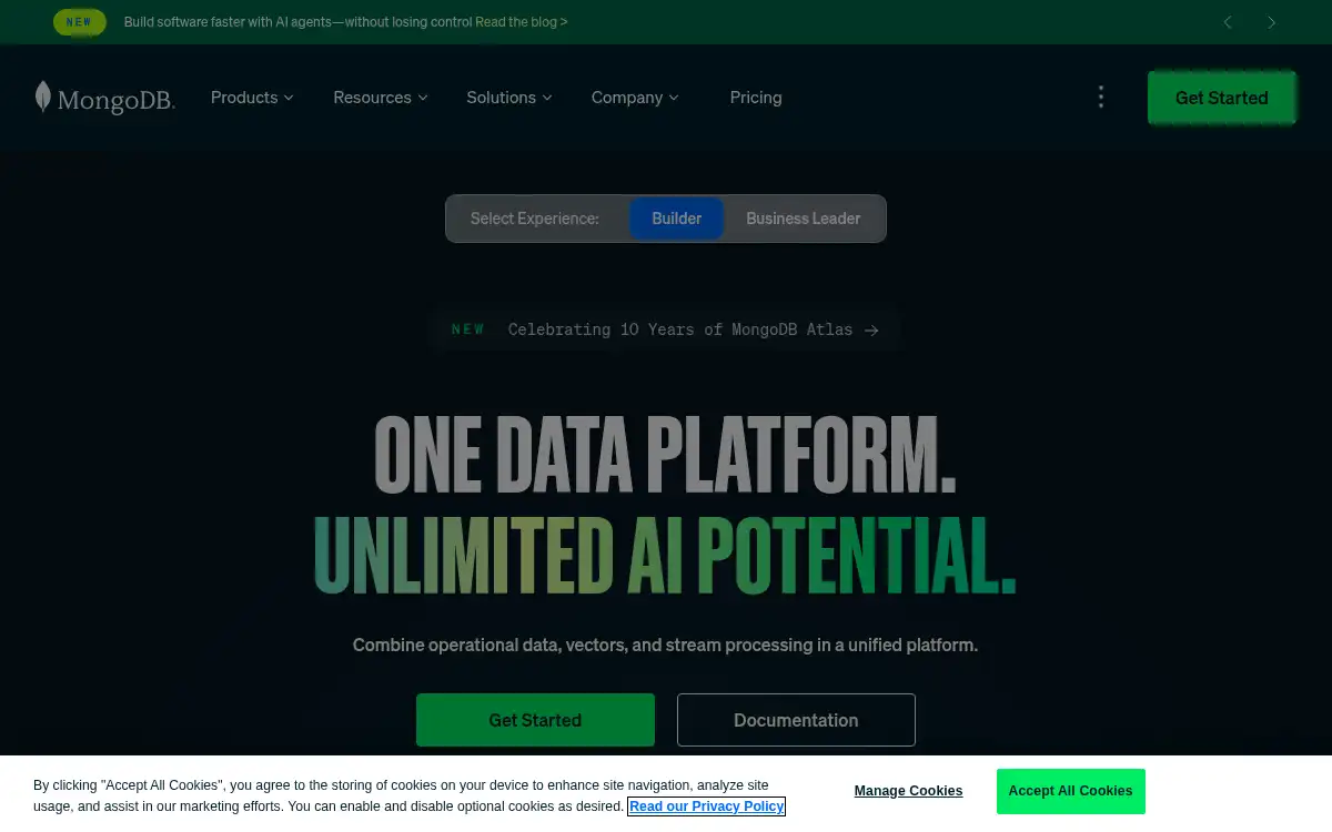 www.mongodb.com screenshot