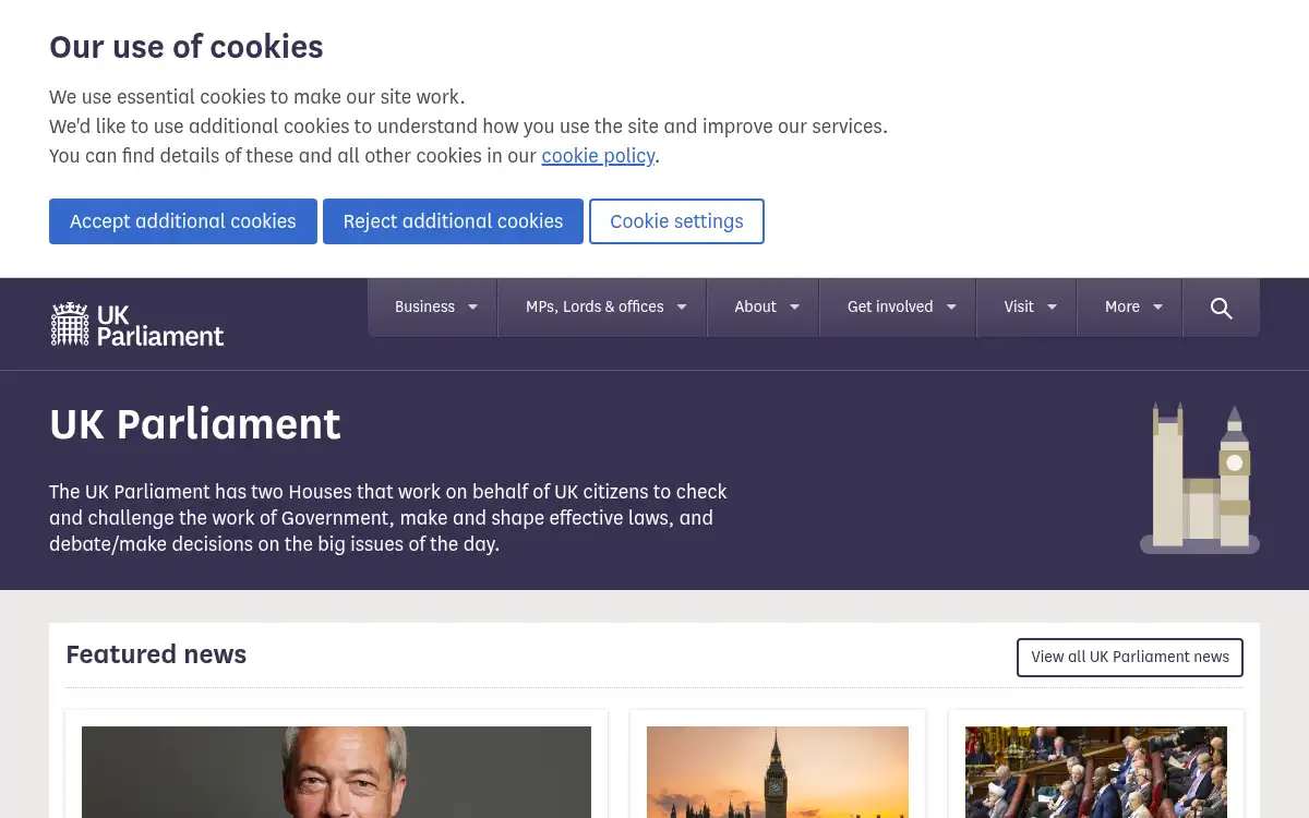 www.parliament.uk screenshot