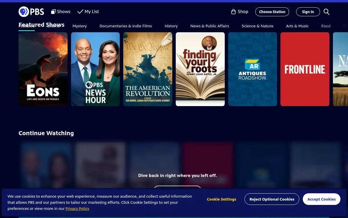 Final screenshot of https://www.pbs.org