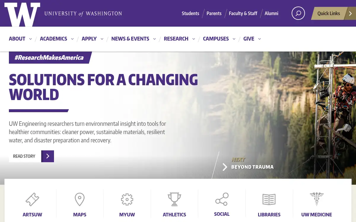 Final screenshot of https://www.washington.edu