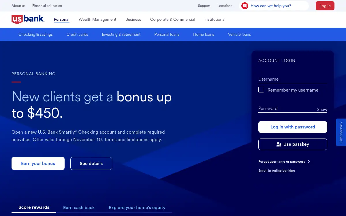 Final screenshot of https://www.usbank.com