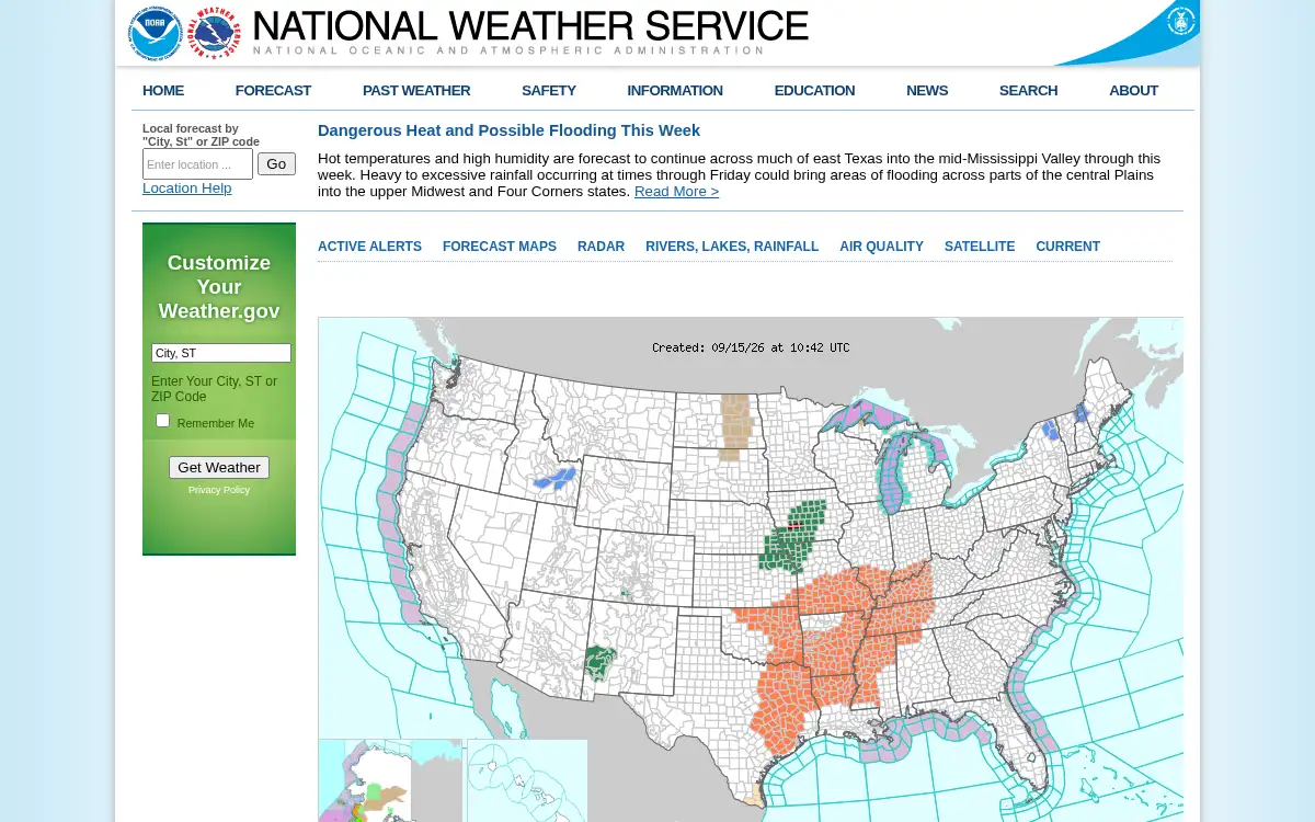 Final screenshot of https://www.weather.gov