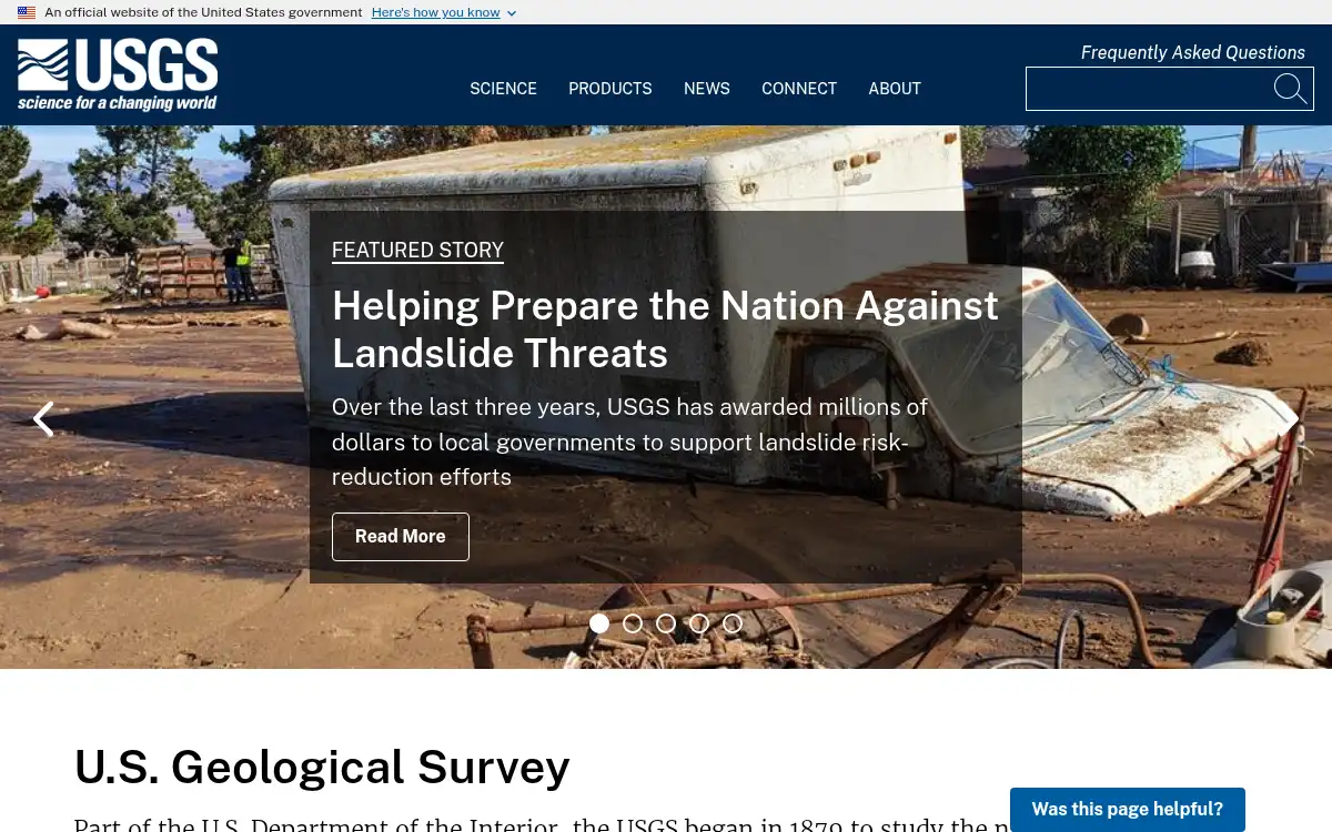 Final screenshot of https://www.usgs.gov