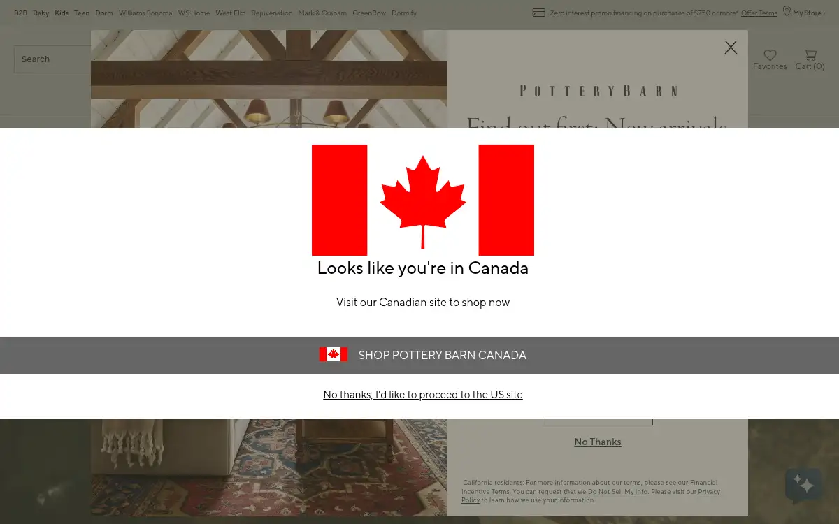 Final screenshot of https://www.potterybarn.com