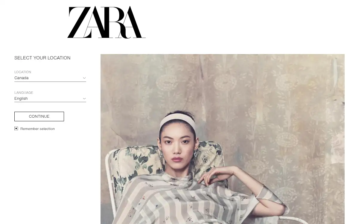 Final screenshot of https://www.zara.com