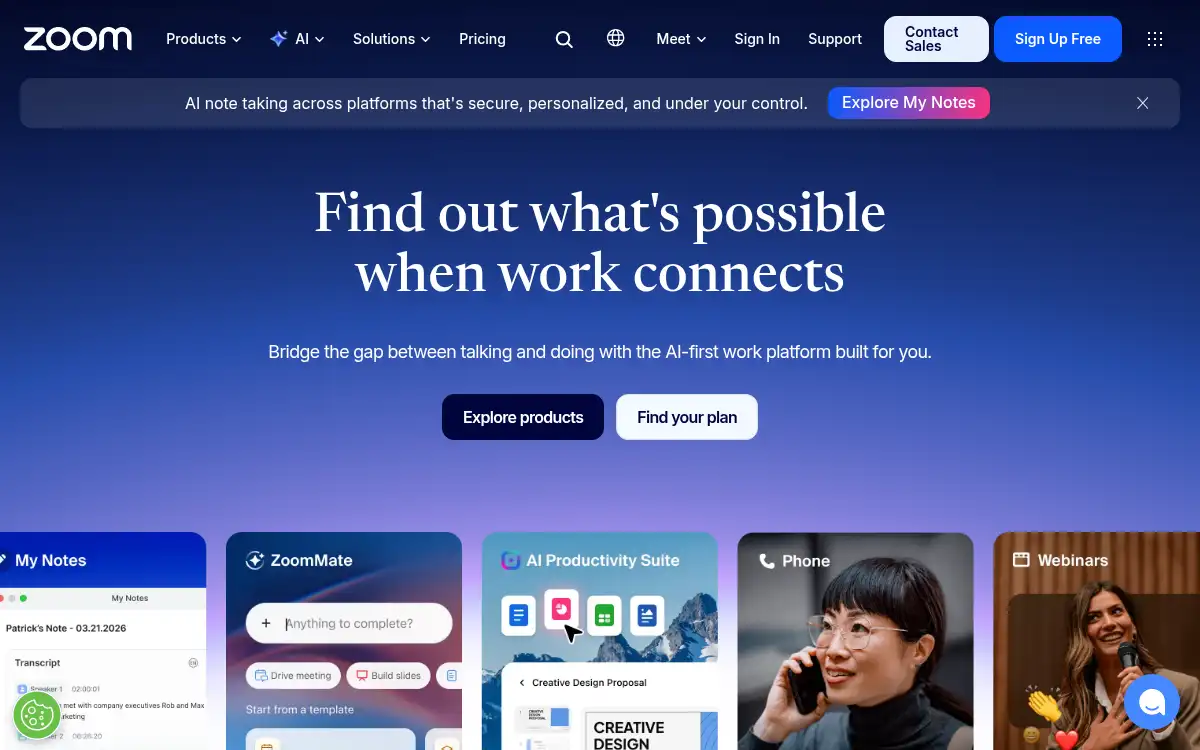 Final screenshot of https://www.zoom.us
