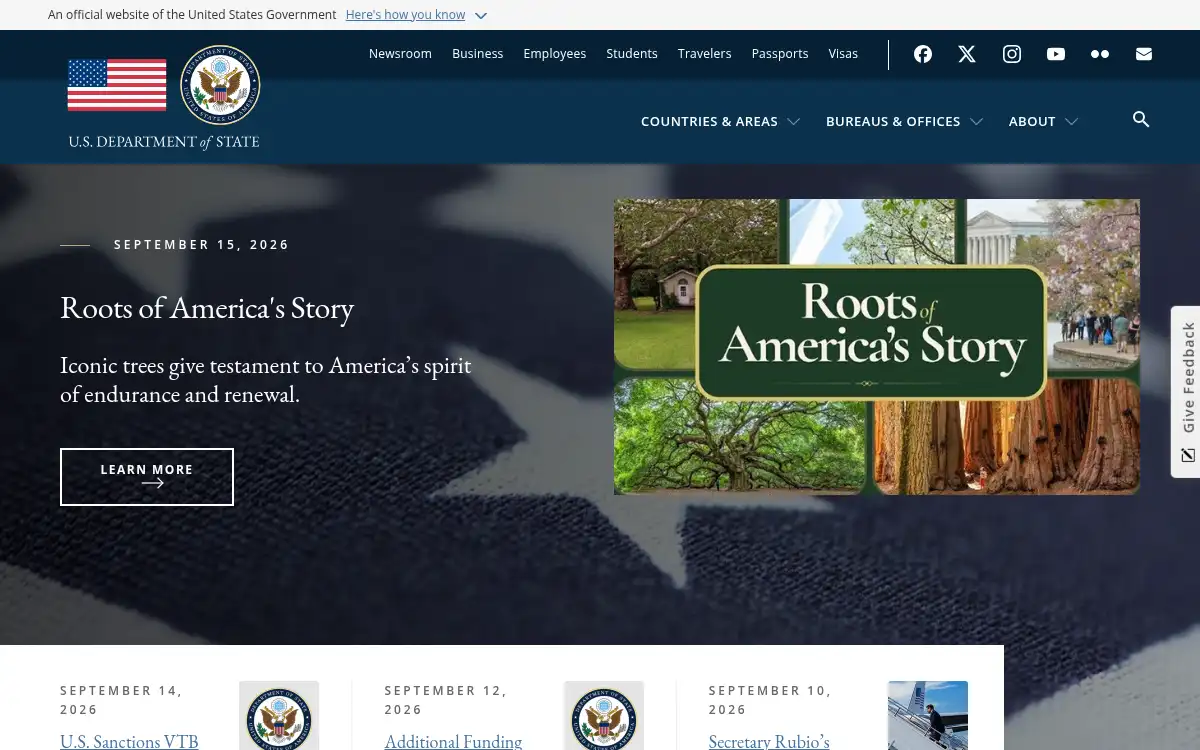 Final screenshot of https://www.state.gov