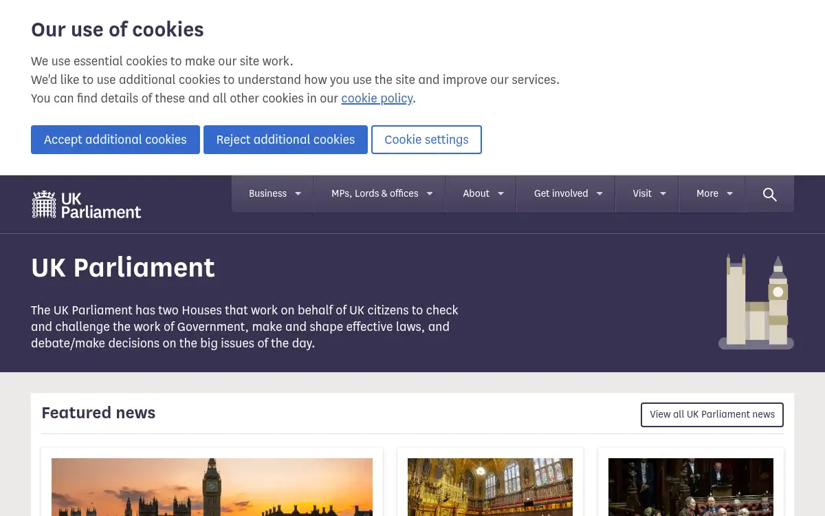 Final screenshot of https://www.parliament.uk