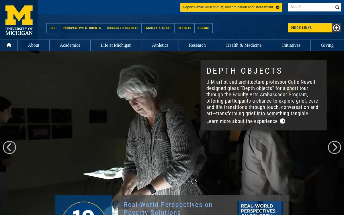 Final screenshot of https://www.umich.edu