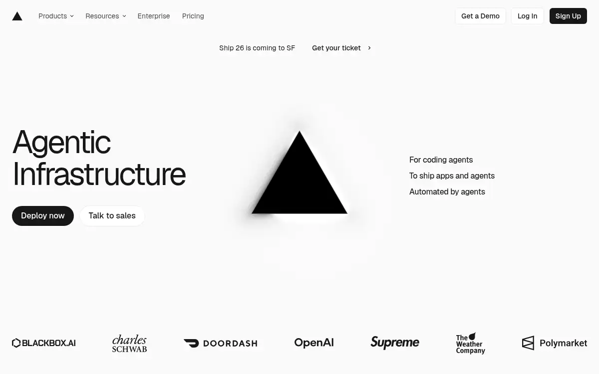 Final screenshot of https://www.vercel.com
