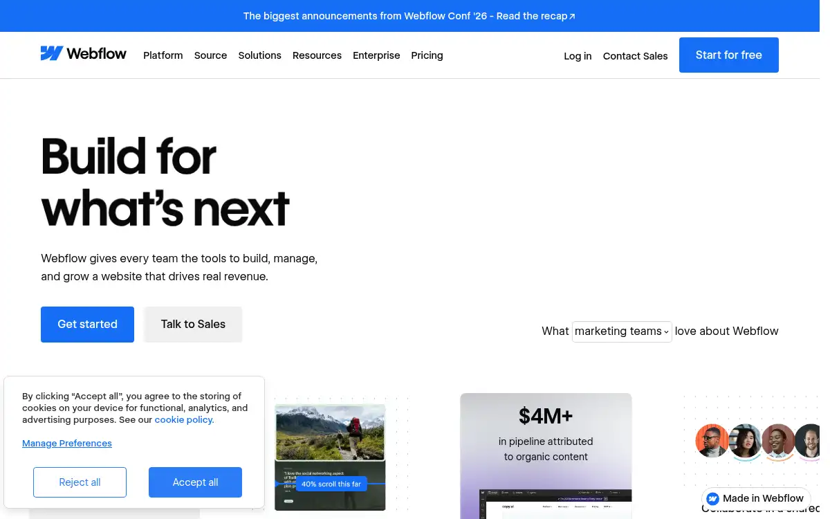 Final screenshot of https://www.webflow.com