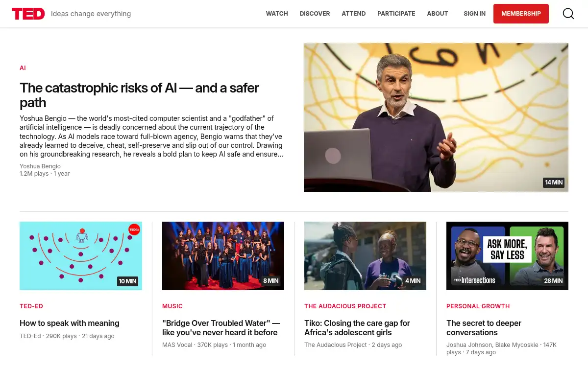 Final screenshot of https://www.ted.com