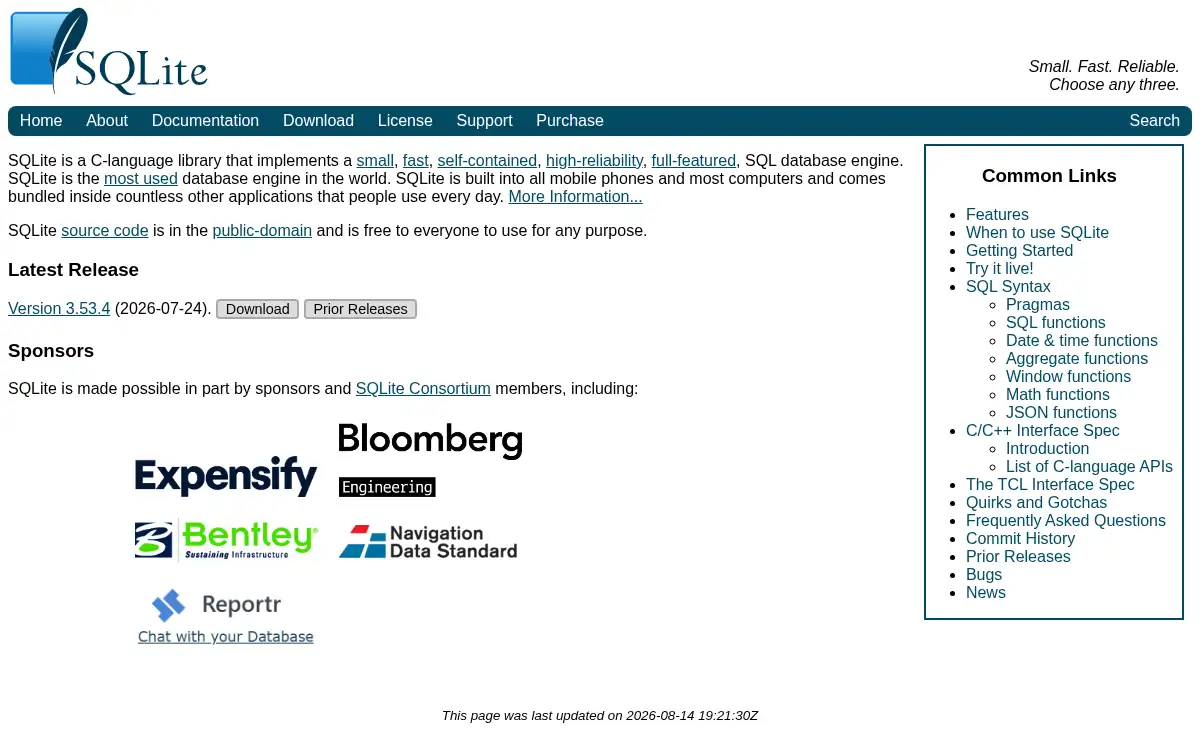 Final screenshot of https://www.sqlite.org