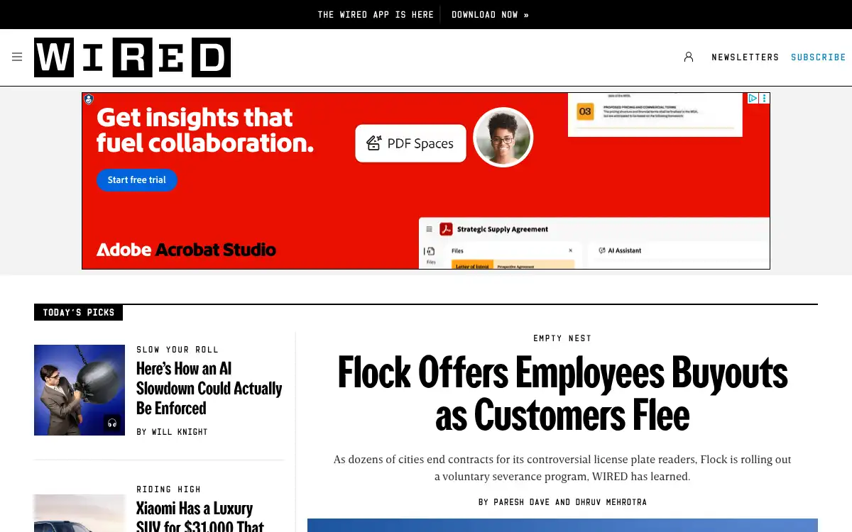 Final screenshot of https://www.wired.com