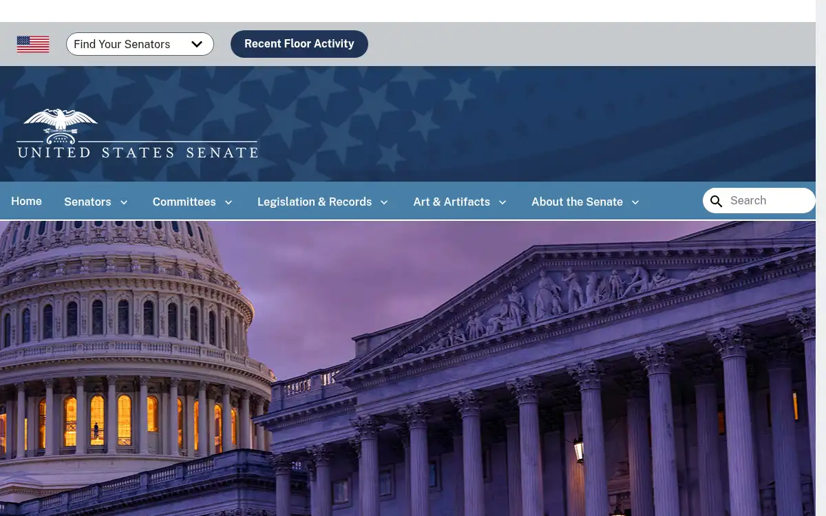 Final screenshot of https://www.senate.gov