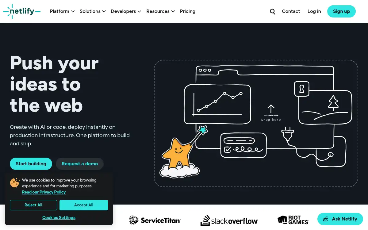 Final screenshot of https://www.netlify.com