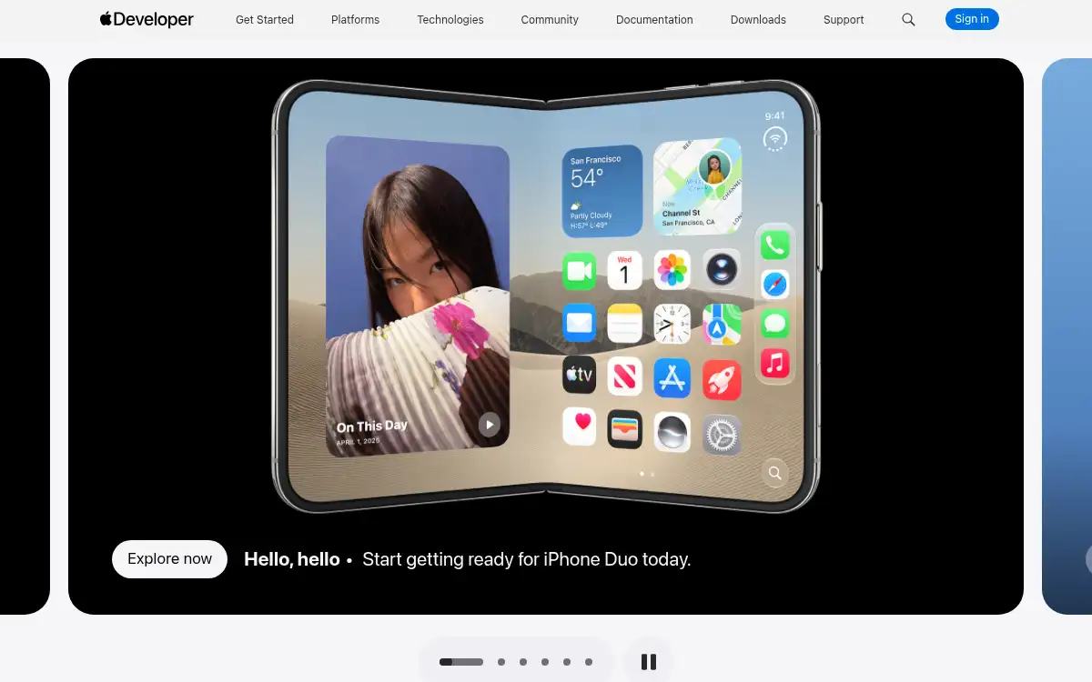 Final screenshot of https://developer.apple.com