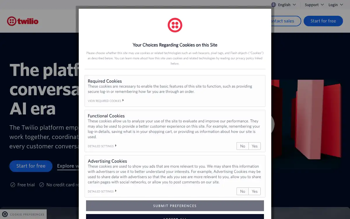 Final screenshot of https://www.twilio.com