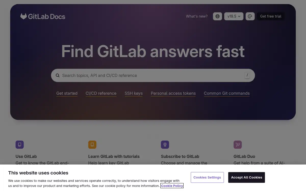 Final screenshot of https://docs.gitlab.com
