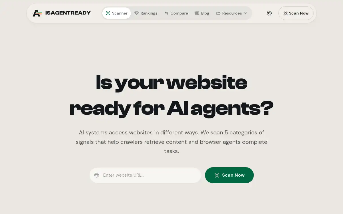 Final screenshot of https://isagentready.com/en/