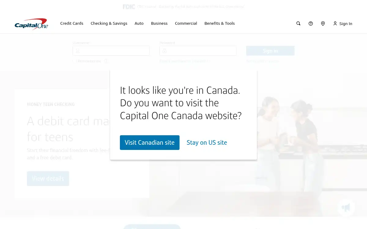 Final screenshot of https://www.capitalone.com