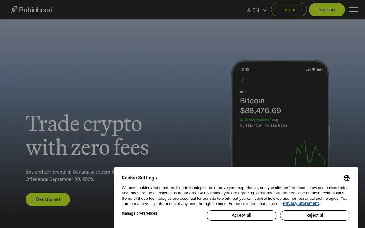 Final screenshot of https://www.robinhood.com