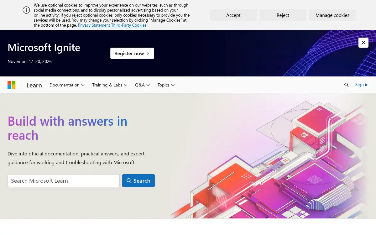 Final screenshot of https://learn.microsoft.com