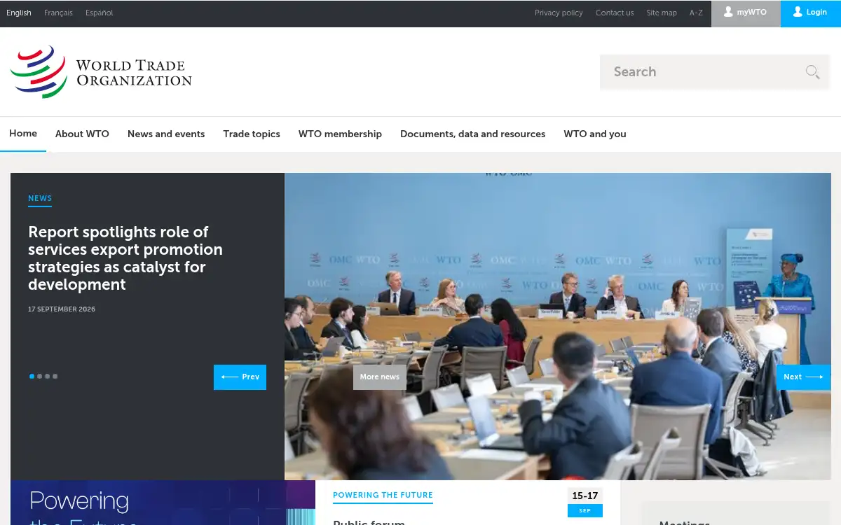 Final screenshot of https://www.wto.org