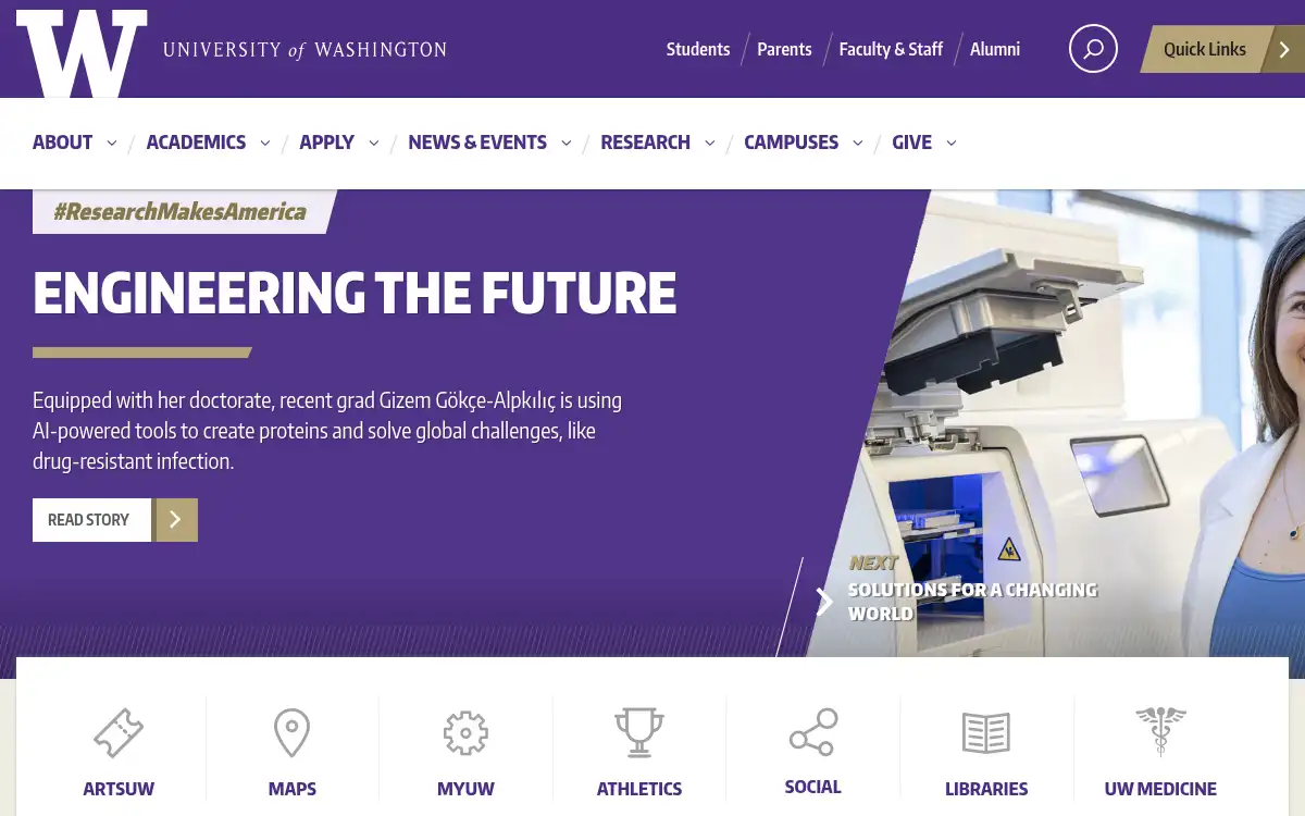 Final screenshot of https://www.washington.edu