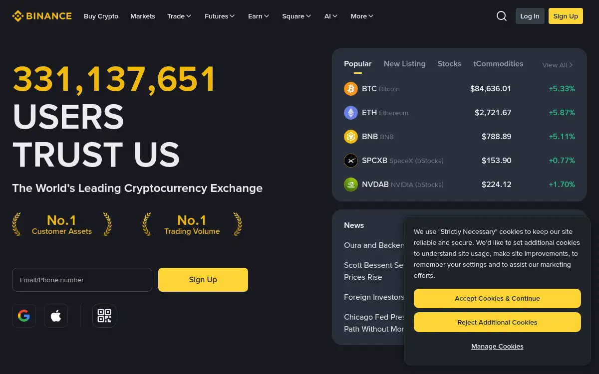 Final screenshot of https://www.binance.com
