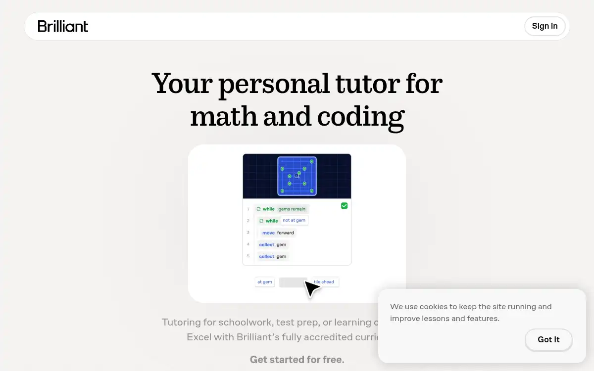 Final screenshot of https://www.brilliant.org