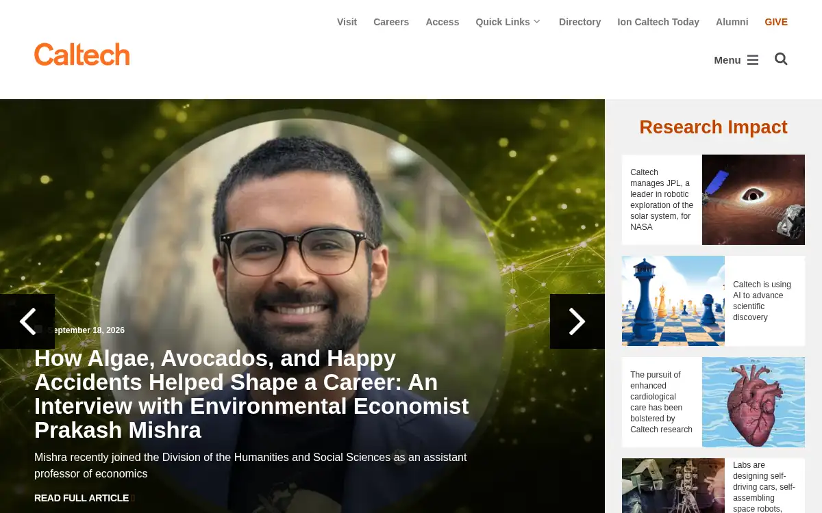 Final screenshot of https://www.caltech.edu