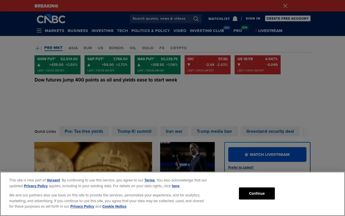 Final screenshot of https://www.cnbc.com