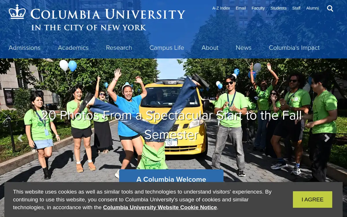Final screenshot of https://www.columbia.edu