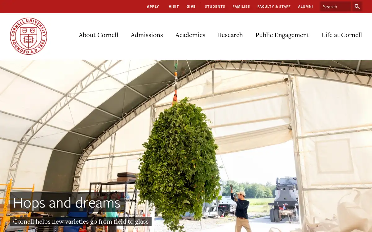 Final screenshot of https://www.cornell.edu