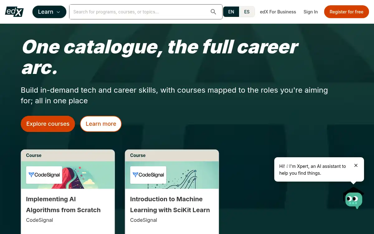 Final screenshot of https://www.edx.org/