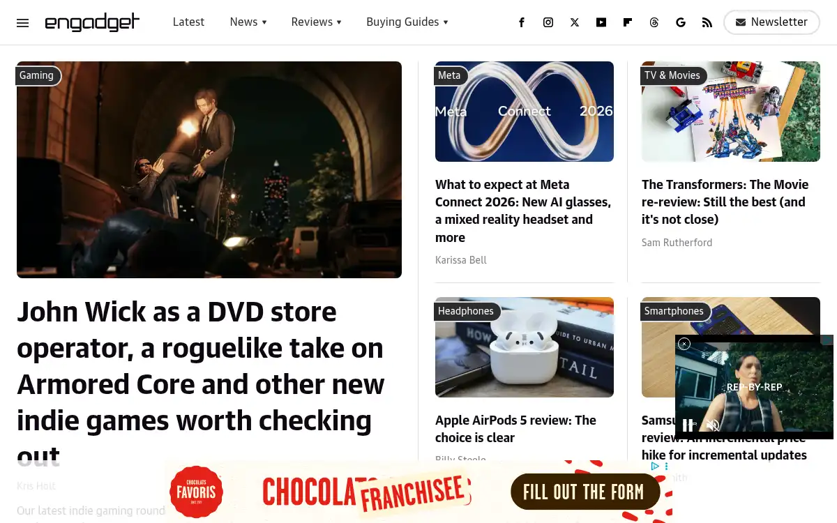 Final screenshot of https://www.engadget.com