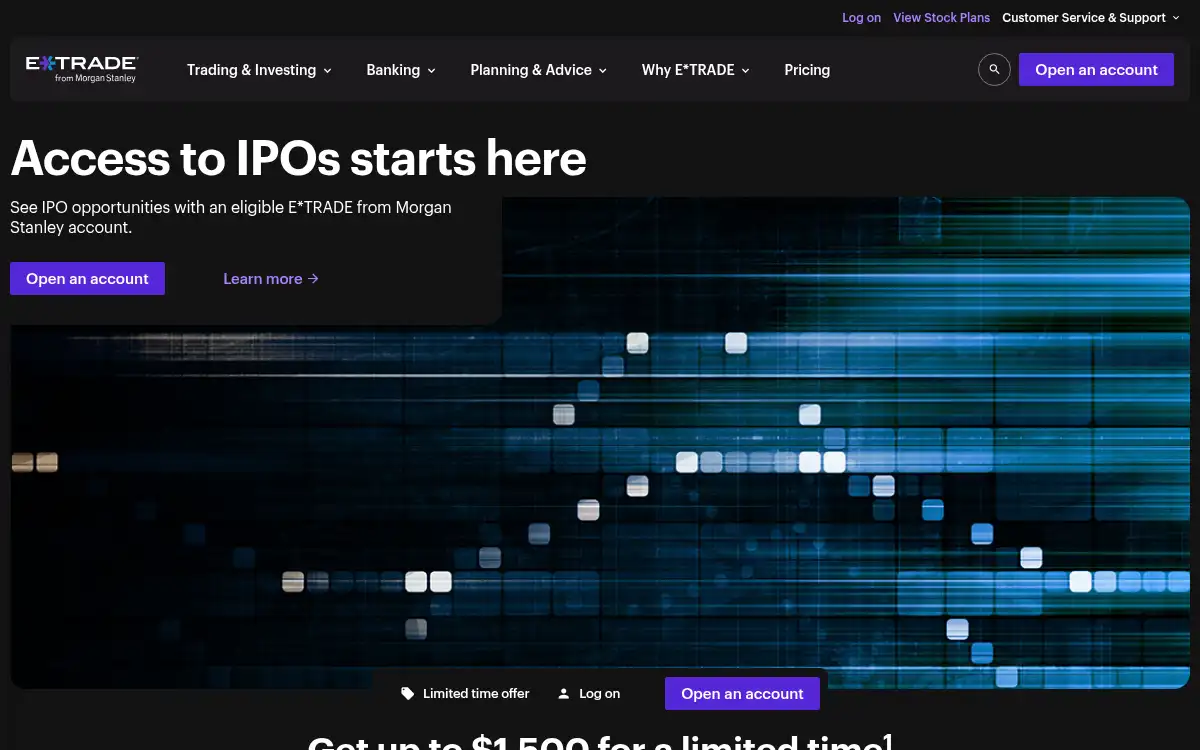 Final screenshot of https://www.etrade.com