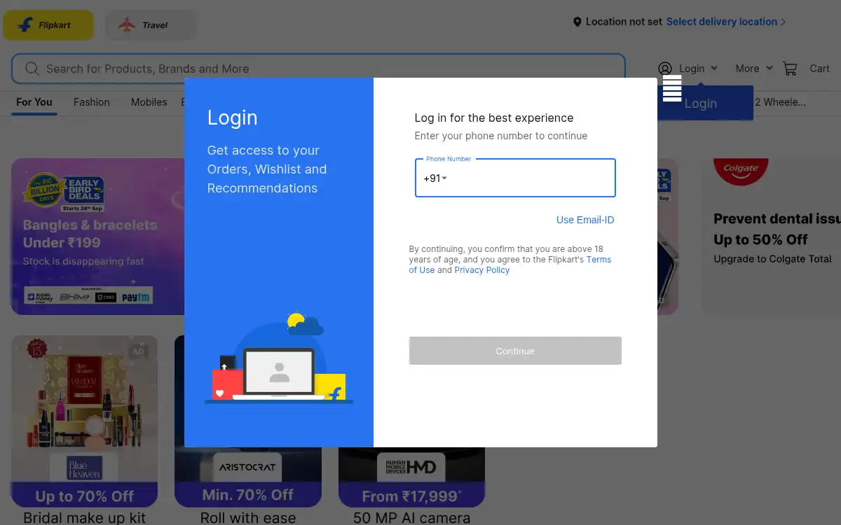 Final screenshot of https://www.flipkart.com