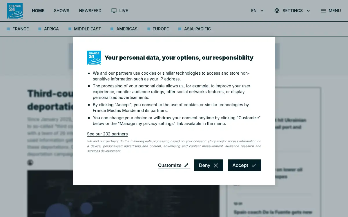 Final screenshot of https://www.france24.com