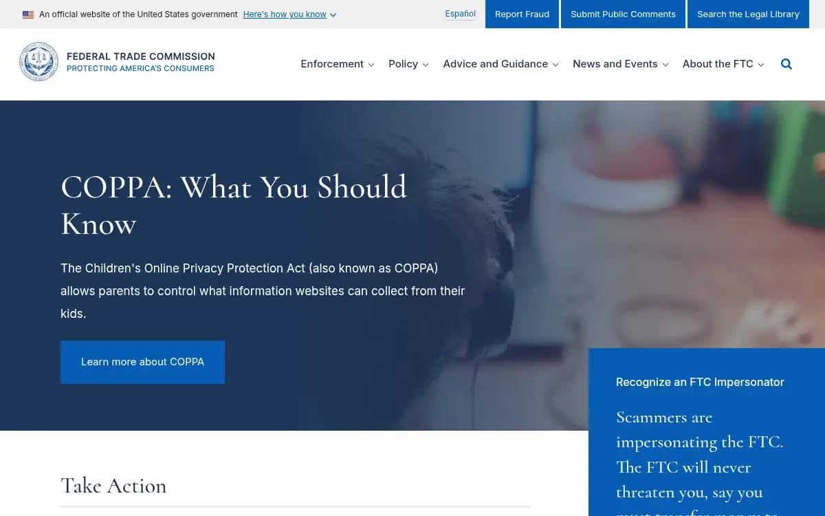 Final screenshot of https://www.ftc.gov
