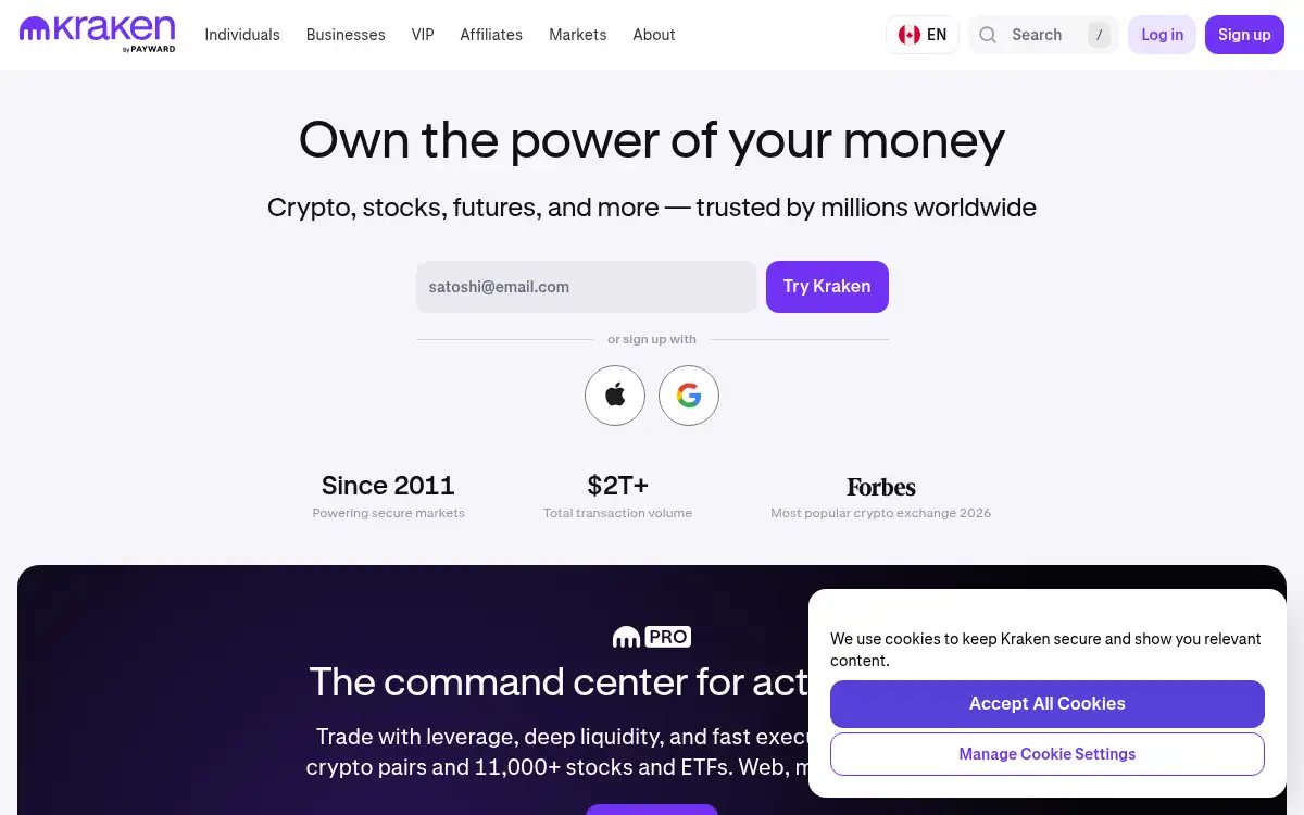 Final screenshot of https://www.kraken.com
