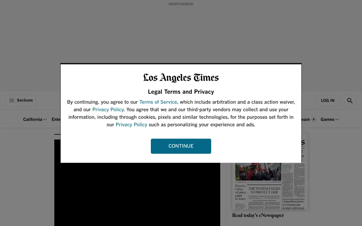 Final screenshot of https://www.latimes.com