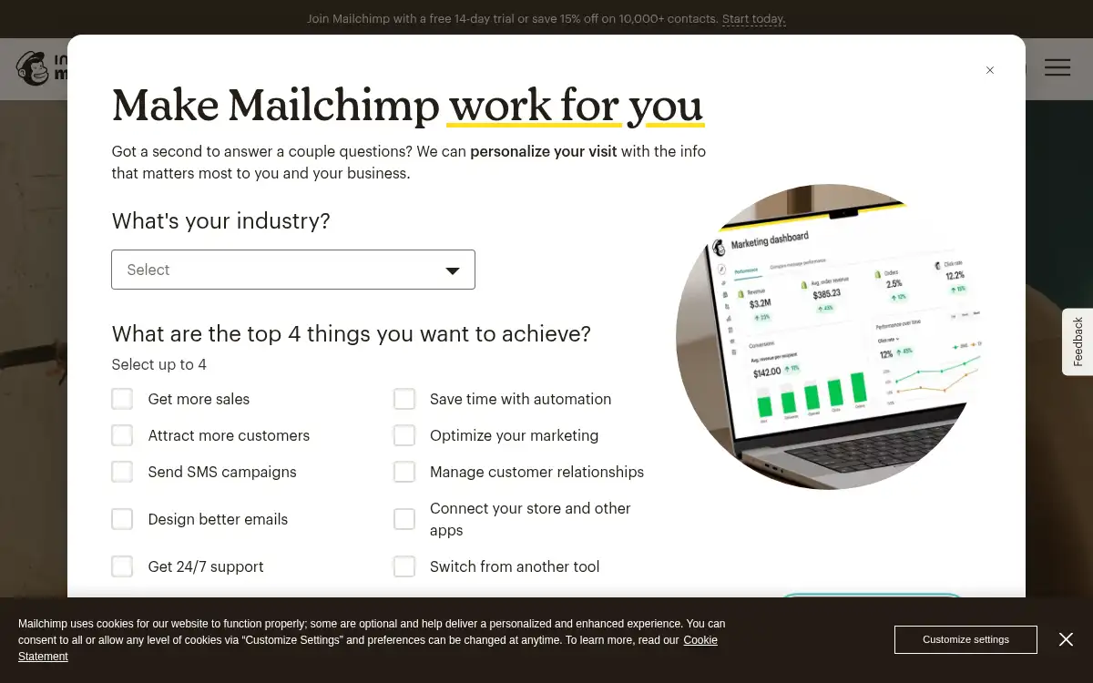 Final screenshot of https://www.mailchimp.com