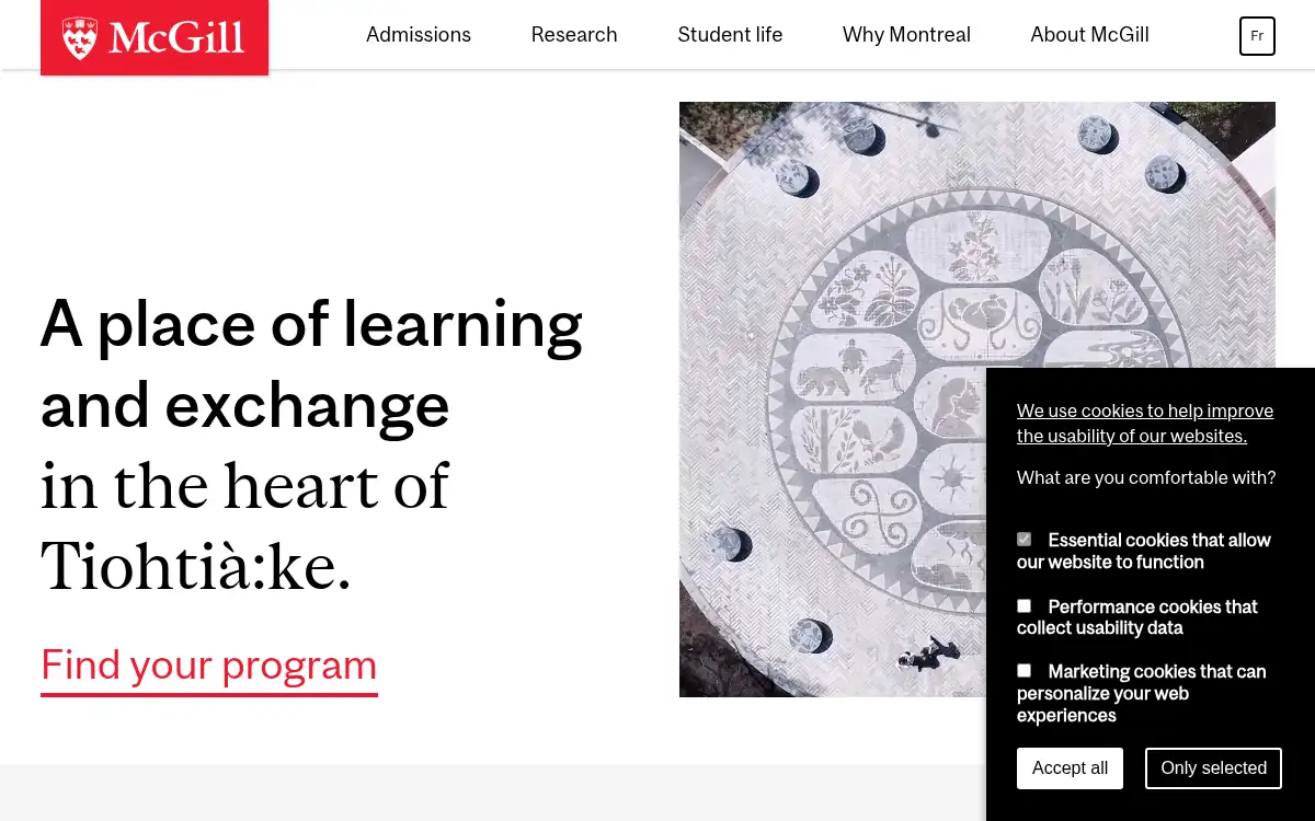 Final screenshot of https://www.mcgill.ca