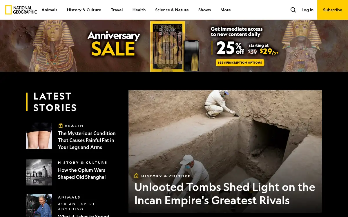 Final screenshot of https://www.nationalgeographic.com